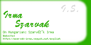 irma szarvak business card